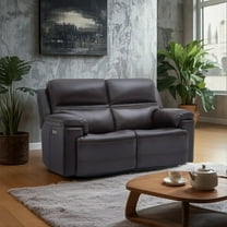 Genuine Leather Reclining Loveseat with Zero Gravity, Adjustable Headrest & Reclining positions, USB/Type-C Ports & Cross-stitching Detail
