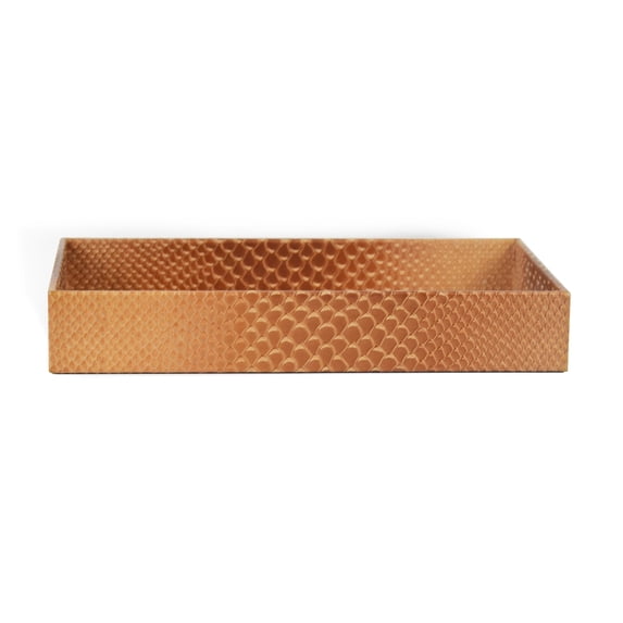 Genuine Leather Rectangle Storage Tray, Golden Brown, Shower and Bathroom Accessory