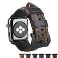 thumbnail image 1 of Genuine Leather Replacement Band Compatible For 38mm iwatch Apple Watch Series 3 To 1 Dark Green Rough Oil Wax Vintage With Black Buckle Black Connector, 1 of 3