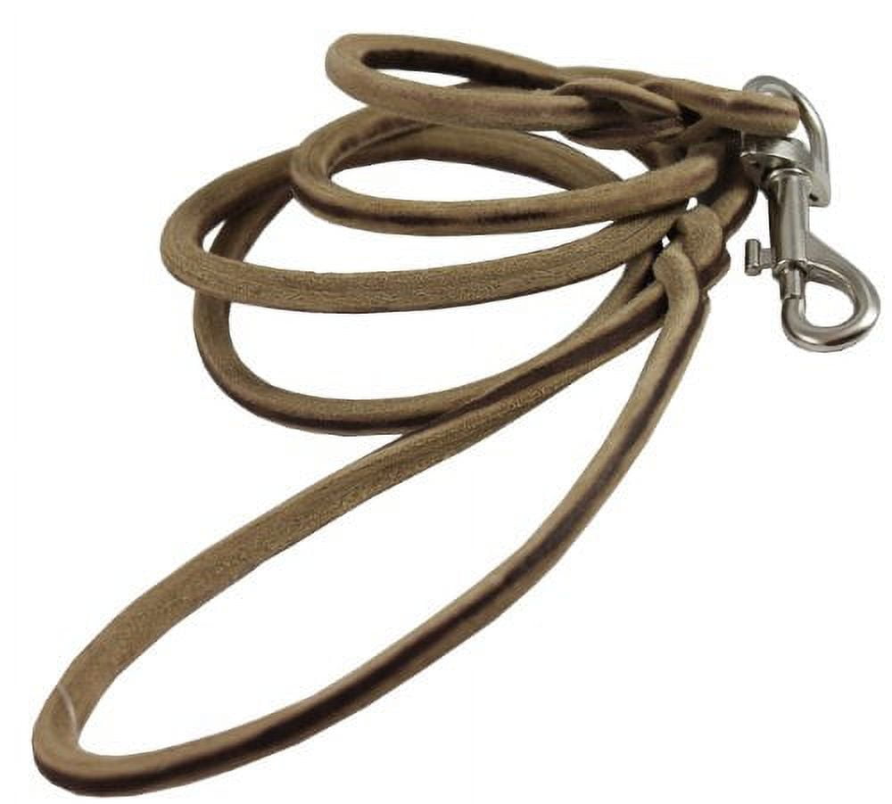 Genuine Leather Rope Leash 4ft Long 1/4" Diam for Medium dogs.