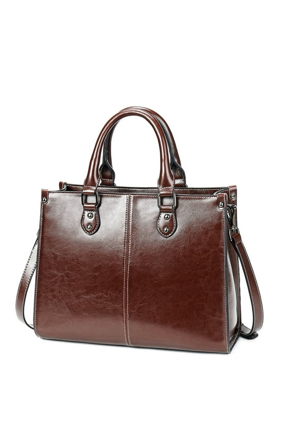 Genuine Leather Satchel Handbags for Women Large Shoulder Crossbody Bag Elegant Ladies Tote Purse with Zipper