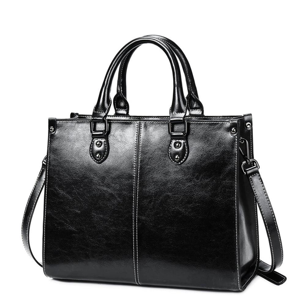 Genuine Leather Satchel Handbags for Women Large Shoulder Crossbody Bag Elegant Ladies Tote Purse with Zipper