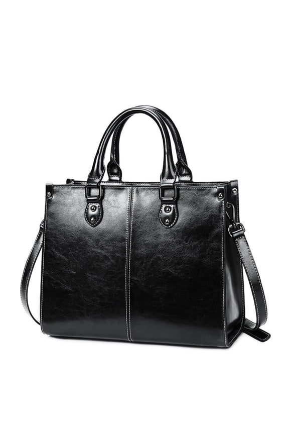 Genuine Leather Satchel Handbags for Women Large Shoulder Crossbody Bag Elegant Ladies Tote Purse with Zipper