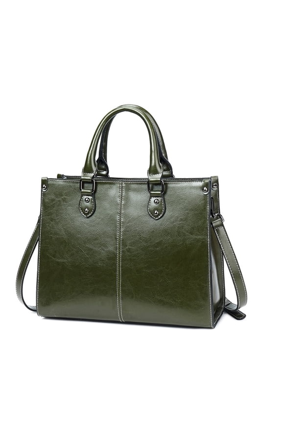 Genuine Leather Satchel Handbags for Women Large Shoulder Crossbody Bag Elegant Ladies Tote Purse with Zipper