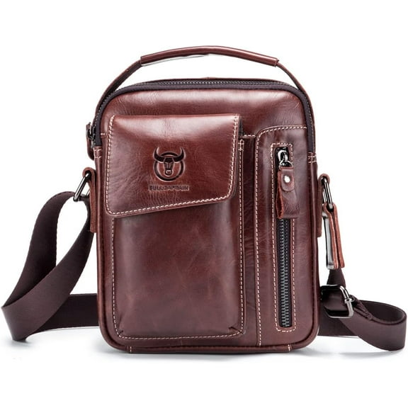 Genuine Leather Shoulder Bag Small Men Messenger Pack Handbag Sling Crossbody Bag Man Purse for Business