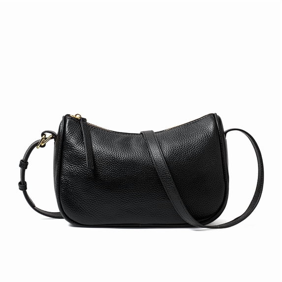 Genuine Leather Shoulder Bag, Women's Grainy Crescent Underarm Crossbody Purse