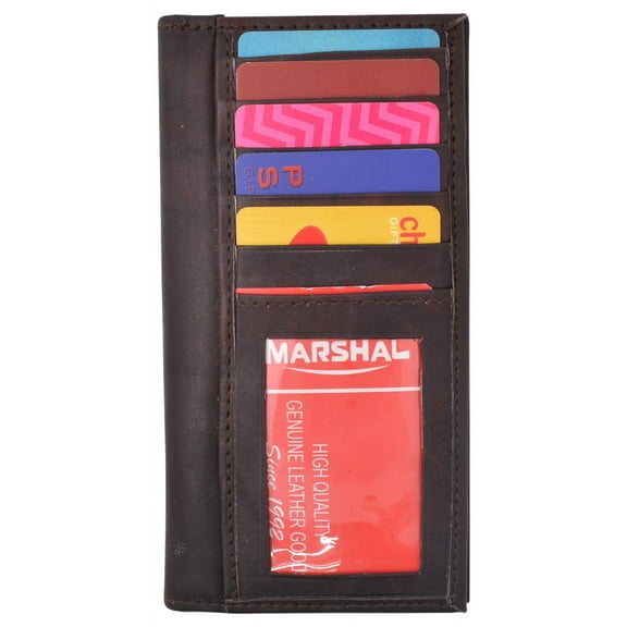 Genuine Leather Slim Bifold Checkbook Cover Credit Card ID Holder