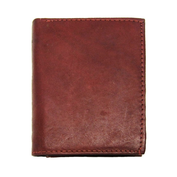 Flash eSales Men's Classic Genuine Leather Trifold Wallet Cherry