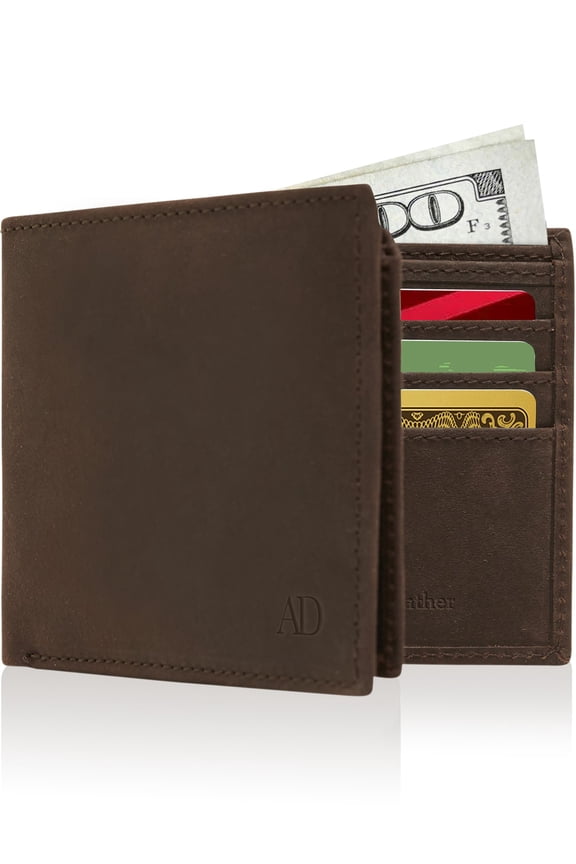 Genuine Leather Slim Bifold Wallets For Men - Mens Wallet RFID Blocking Holiday Gifts For Men