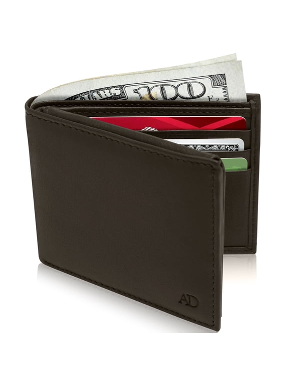 Genuine Leather Slim Bifold Wallets For Men - Mens Wallet RFID Blocking Holiday Gifts For Men