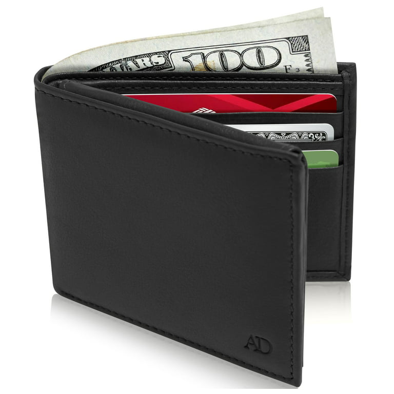 Designer Mens Wallet Leather RFID Protected Wallets Gift Black
