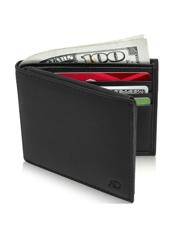 Genuine Leather Slim Bifold Wallets For Men - Mens Wallet RFID Blocking Holiday Gifts For Men
