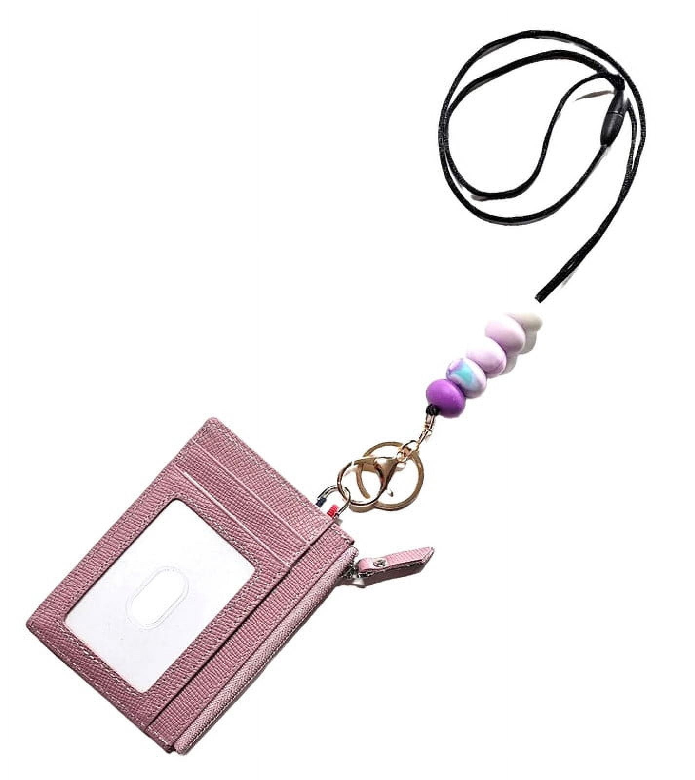 Genuine Leather Slim Minimalist Wallet with Zipper & Lanyard, Saffiano