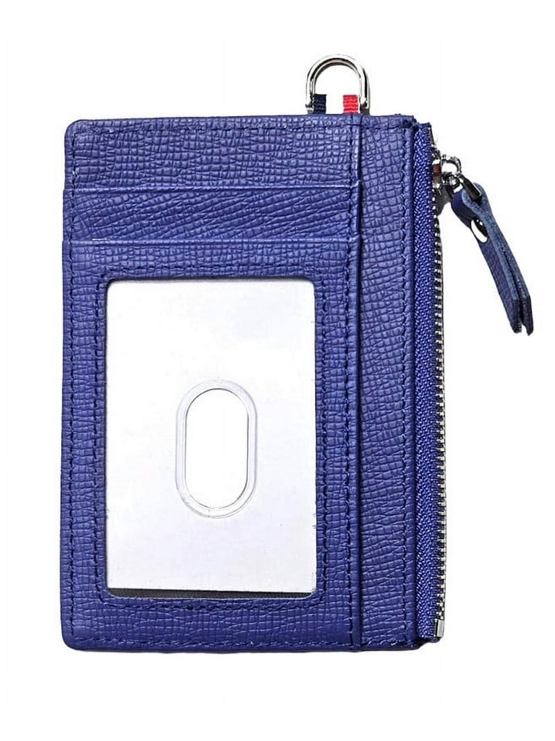 Id Card For Rfid Genuine Leather Slim Minimalist Wallet with Zipper, Saffiano Leather ...