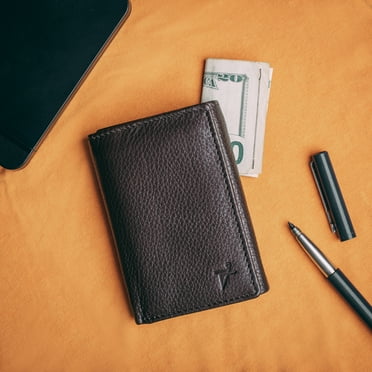 Genuine Leather Slim Trifold Wallet for Men RFID Safe Wallet Holiday Gift for Him by J.T.C