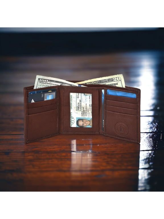 Genuine Leather Slim Trifold Wallets For Men - Mens Wallet RFID Blocking Holiday Gifts For Men