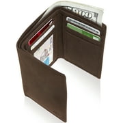 Genuine Leather Slim Trifold Wallets For Men - Mens Wallet RFID Blocking Holiday Gifts For Men