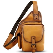 Genuine Leather Sling Bag Women Men Leather Sling Backpack Purse Crossbody Bag