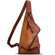 Genuine Leather Sling Bag Women Men Leather Sling Backpack Purse Crossbody Bag