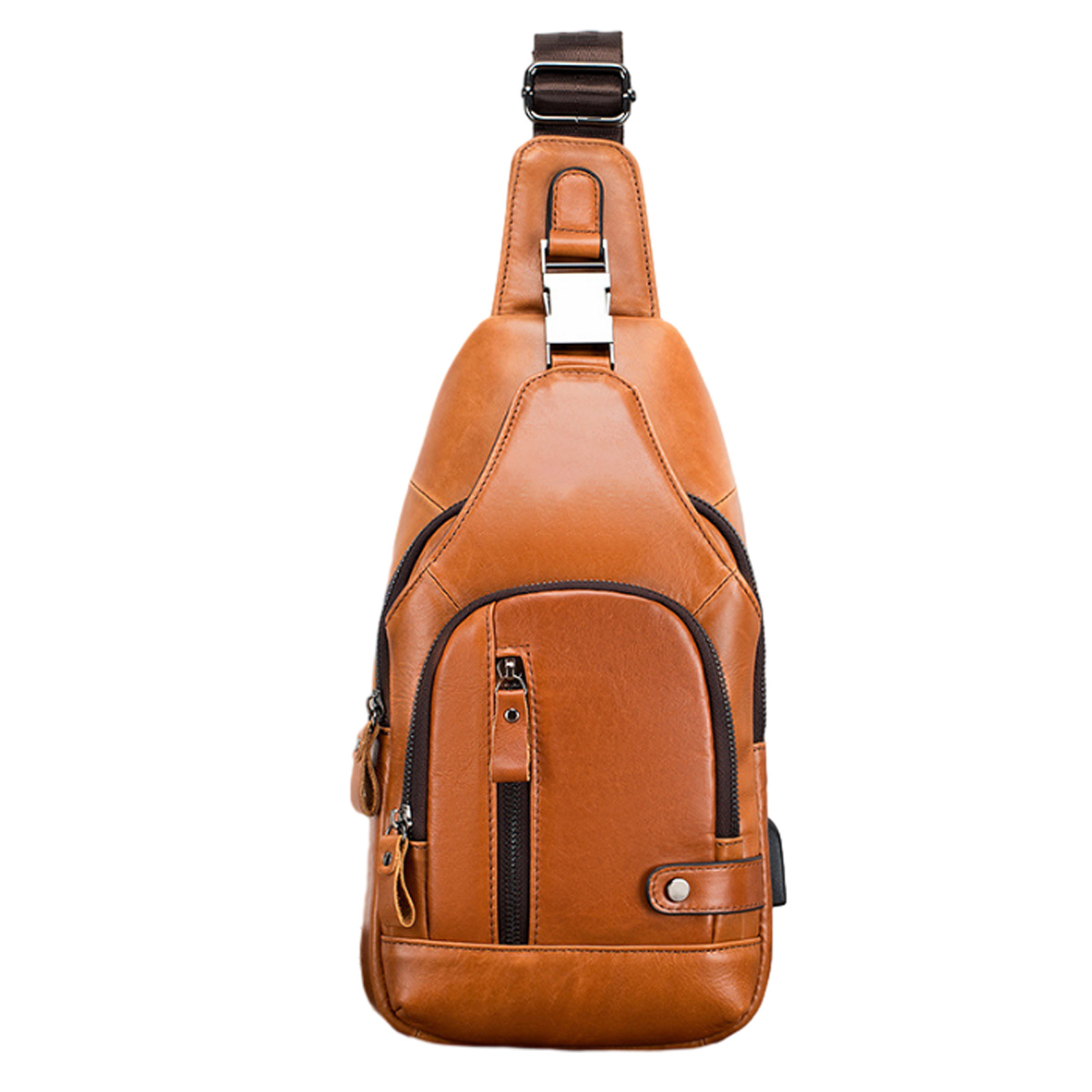 Genuine Leather Sling Bag for Men Crossbody Shoulder Chest  display picture 2