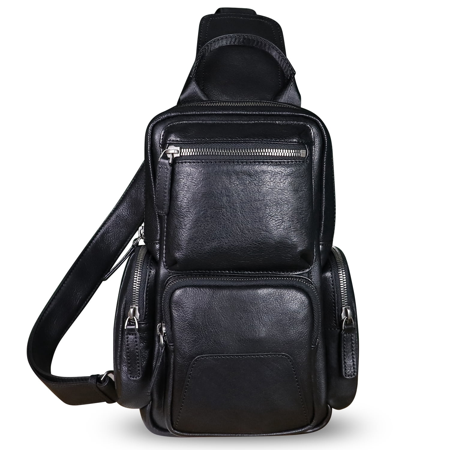 Genuine Leather Sling Bag for Men Women Retro Sling Backpack Purse Crossbody Bag
