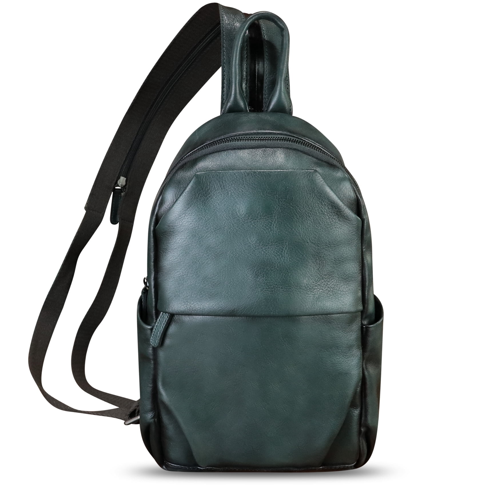 Genuine Leather Sling Bag for Men Women Retro Sling Backpack Purse Crossbody Bag