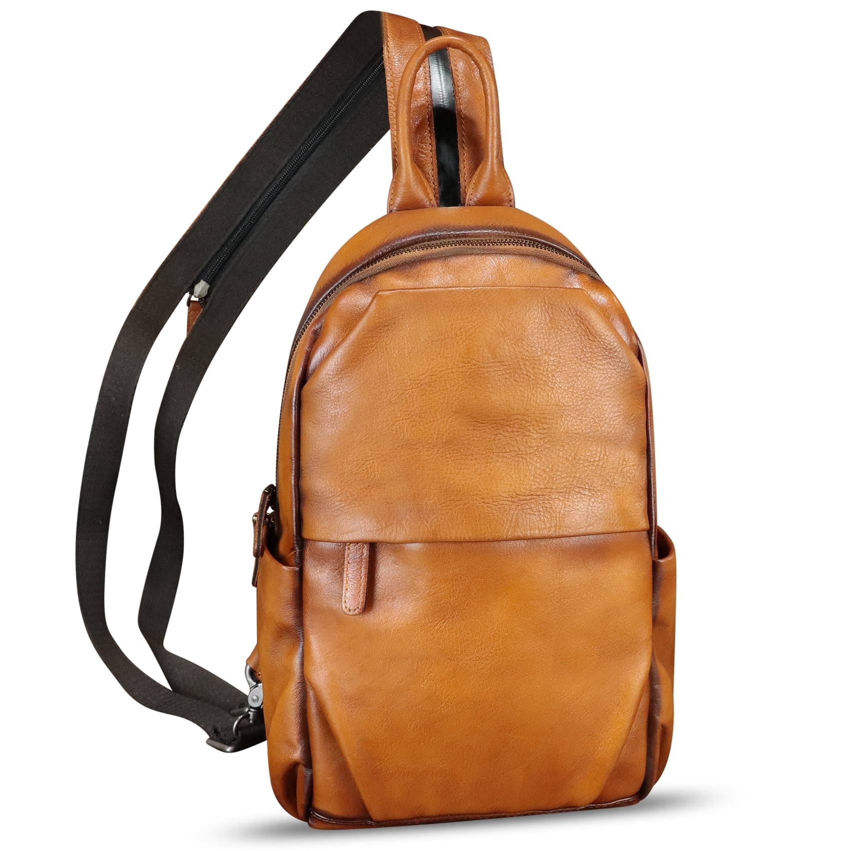 Genuine Leather Sling Bag for Men Women Retro Sling Backpack Purse Crossbody Bag