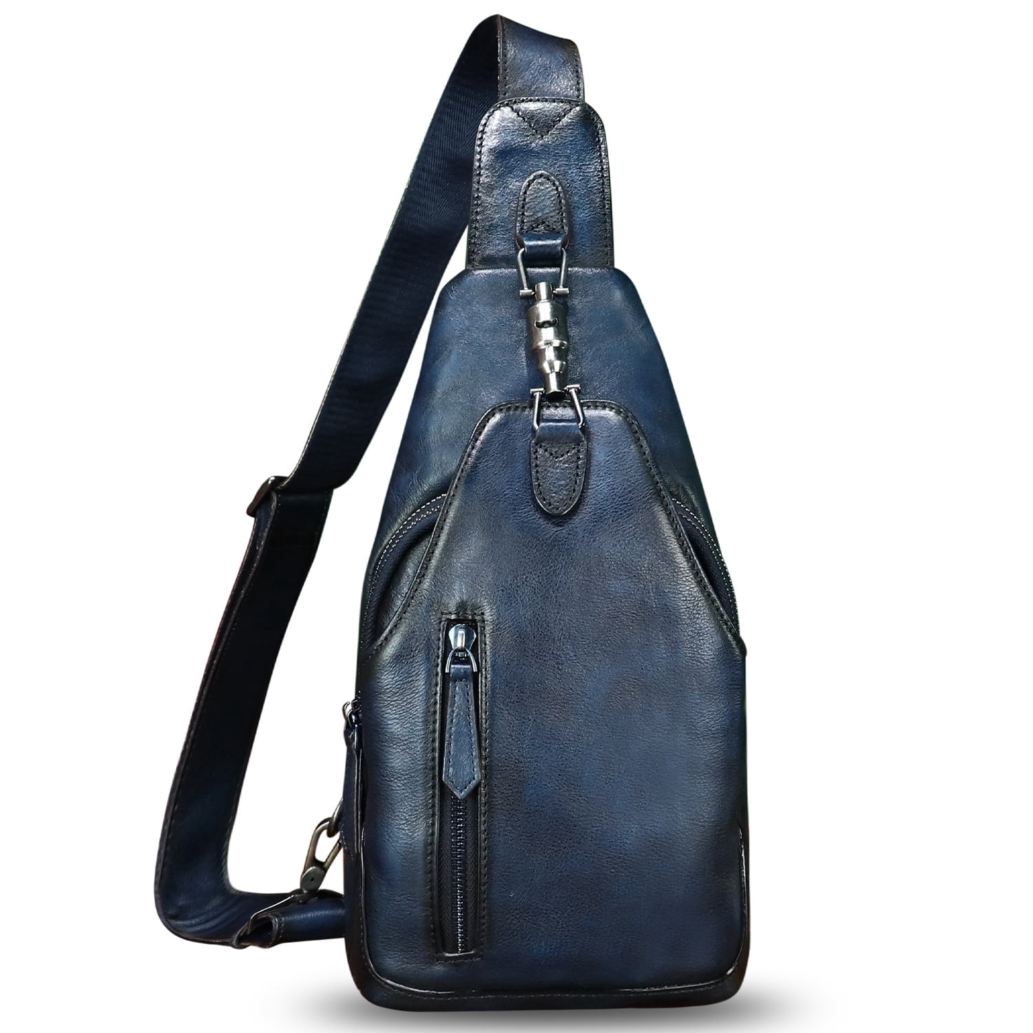 Genuine Leather Sling Bag for Women Men Retro Sling Backpack Purse Crossbody Bag