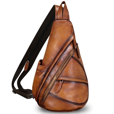 Genuine Leather Sling Bag for Women Men Sling Backpack Purse Crossbody Bag Ipad