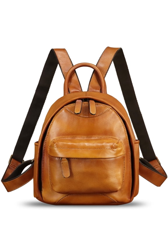 Genuine Leather Small Backpack Purses Women Knapsack Retro Leather Rucksack