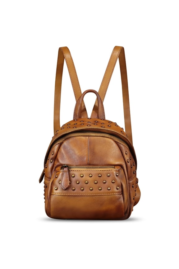 Genuine Leather Small Backpack Purses Women Knapsack Retro Leather Rucksack