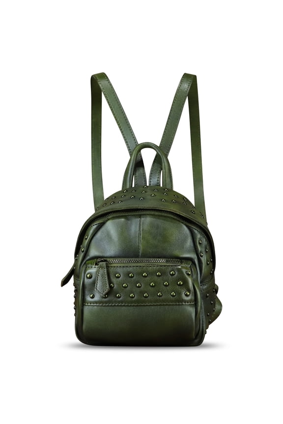 Genuine Leather Small Backpack Purses Women Knapsack Retro Leather Rucksack