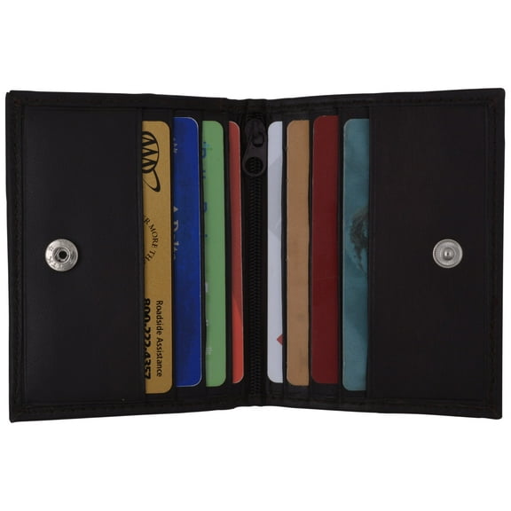Genuine Leather Small Business Credit Card ID Holder Wallet with Snap Closure 75