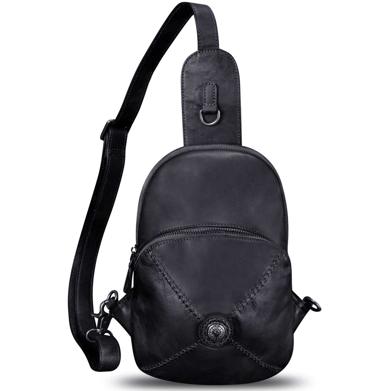 Genuine Leather Small Sling Bag for Women Men Sling Backpack Purse Crossbody Bag