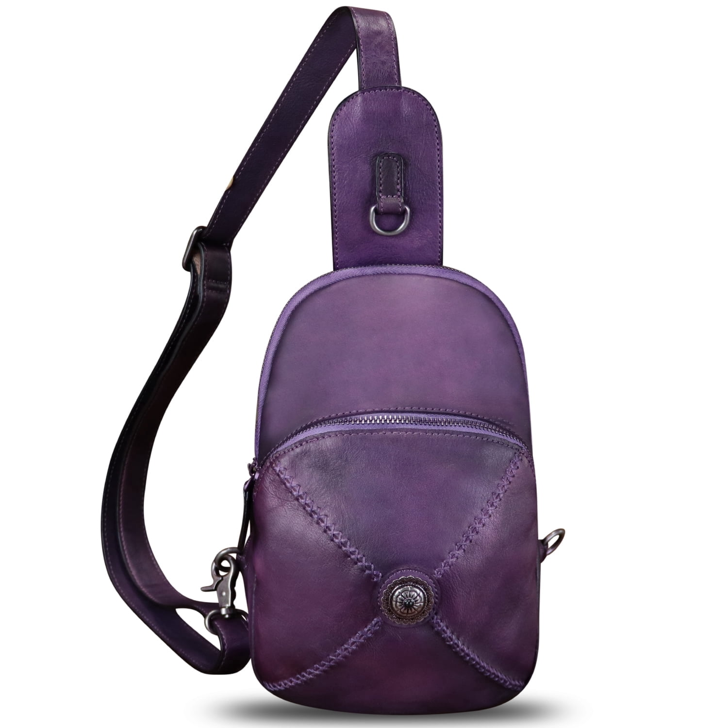 Genuine Leather Small Sling Bag for Women Men Sling Backpack Purse Crossbody Bag