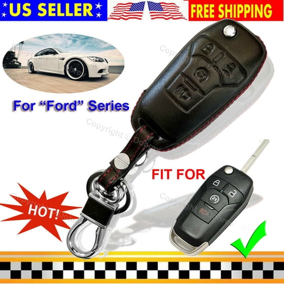 Genuine Leather Smart Car Case Cover Skin Fob Holder for FORD 4B Flip Key