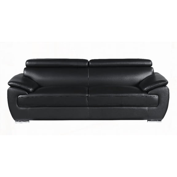 Genuine Leather Sofa Boasting 3-layer High-density Foam Cushioning and Stainless Steel Chrome Legs