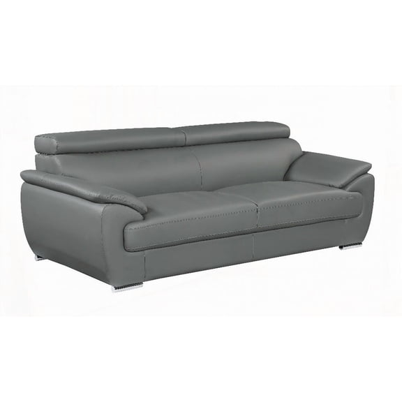 Genuine Leather Sofa Featuring 3-layer High-density Foam Cushioning and Stainless Steel Chrome Legs