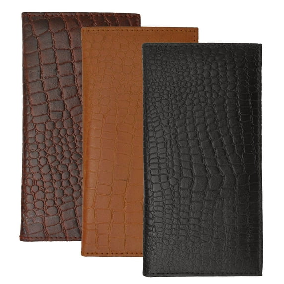 Genuine Leather Standard Croc Print Checkbook Cover Long Croc Print Wallet Western Cowboy Style Crocodile