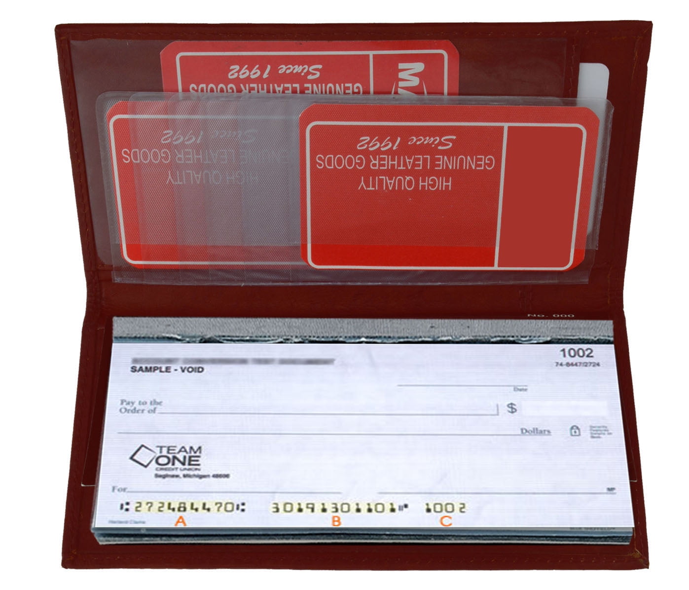 Genuine Leather Standard Plain Checkbook Cover Long Wallet Men Women ...