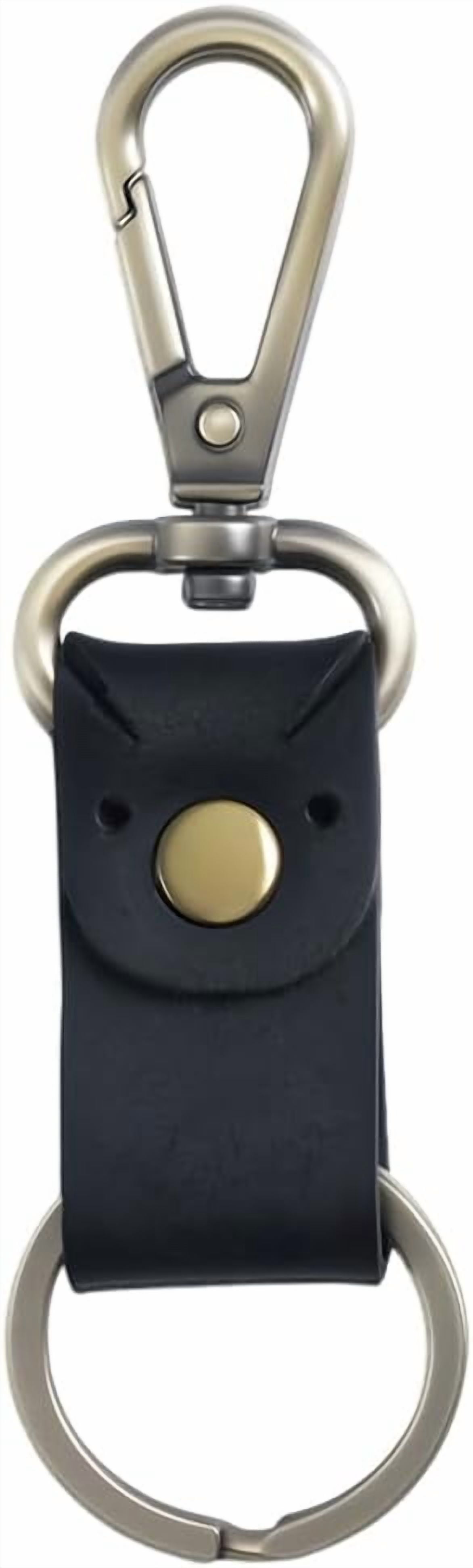 Genuine Crazy Horse Leather Keychain Holder - Cowhide Key Fob With Metal Clasp, Coconut Brown