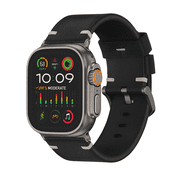 ULTRA SUPPLY CO Genuine Leather Strap for Apple Watch Ultra 3 - 49mm Leather Band (Black)