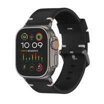 Genuine Leather Strap for Apple Watch Ultra 3 - 49mm Leather Band (Black)