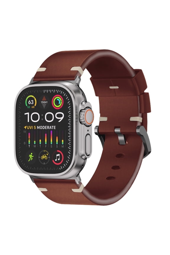 Genuine Leather Strap for Apple Watch Ultra 3 - 49mm Leather Band (Brown)