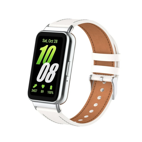 Genuine Leather Strap for Samsung Galaxy Fit 3 Smart Watch Band Accessories Replace Belt Wristband for Galaxy Fit 3 Bracelet (WHITE,For Galaxy Fit 3)