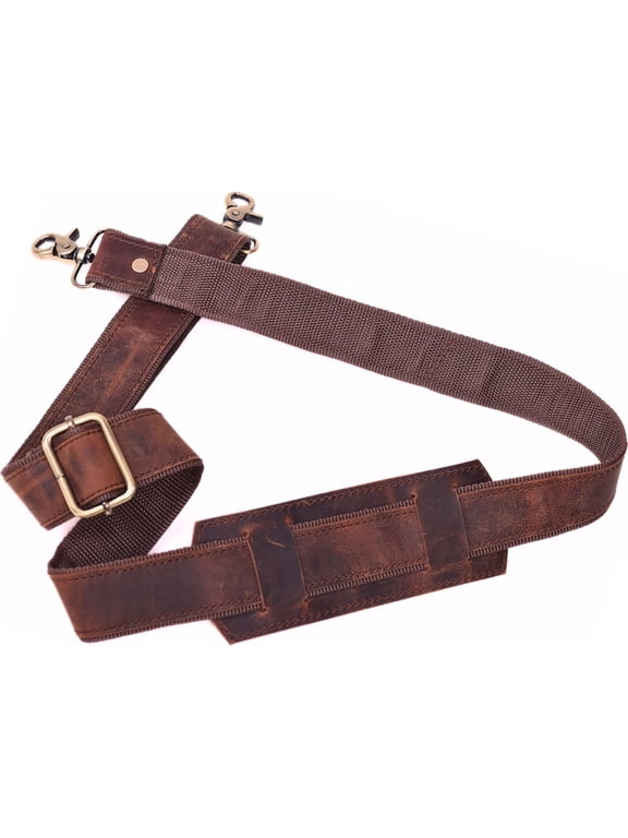 Genuine Leather Straps for Bags 60-inch Adjustable Shoulder Strap Replacement for Briefcase Messenger Crossbody Duffel Bag (Dark Brown)