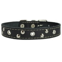 Genuine Leather Studded Dog Collar, Black, 1" Wide. Fits 13"-17.5" Neck Size