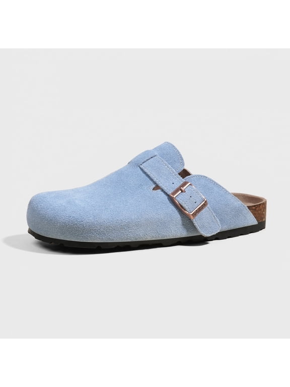 Genuine Leather Suede Classic Clog Womens Shoes - Slip-on Mule Comfortable Shoes for Women
