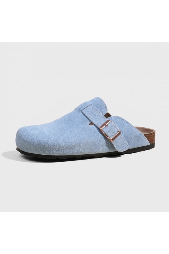 Genuine Leather Suede Classic Clog Womens Shoes - Slip-on Mule Comfortable Shoes for Women