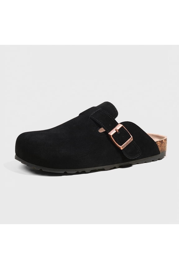 Genuine Leather Suede Classic Clog Womens Shoes - Slip-on Mule Comfortable Shoes for Women
